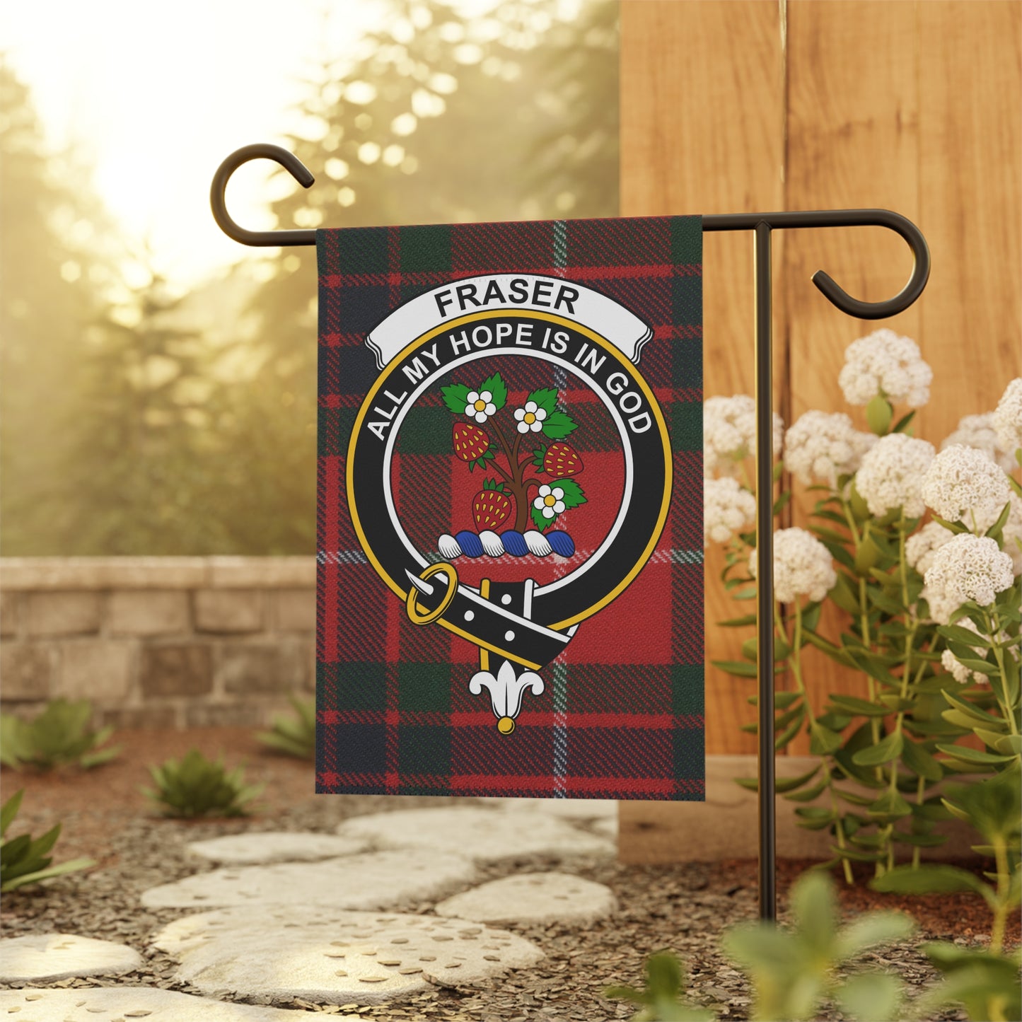 Fraser Clan Scottish Tartan Crest Garden Flag