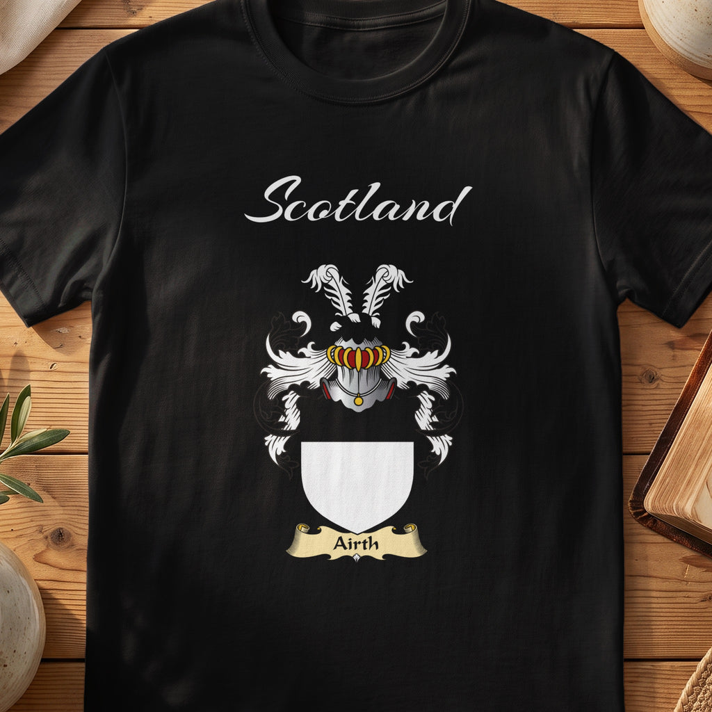 Airth Scottish family shield T-shirt in Black