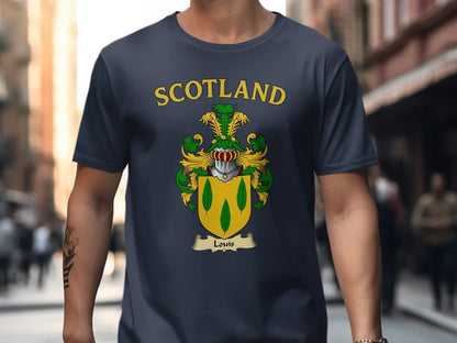 Scotland Louis Crest Emblem On Dark Blue T-Shirt product