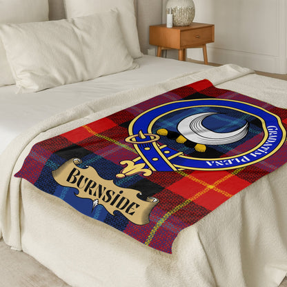 Scottish Clan Burnside Crest Tartan Throw Blanket - Living Stone Gifts