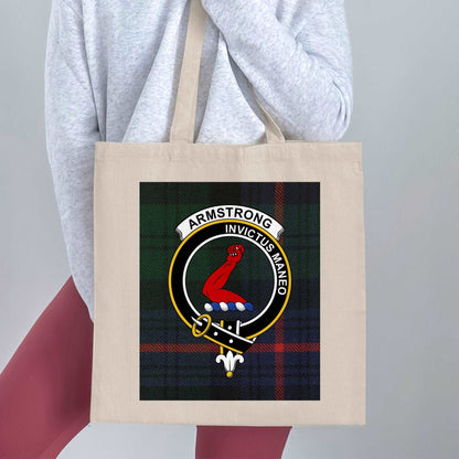 Armstrong Scottish Clan Crest Tartan Tote Bag - Living Stone Gifts