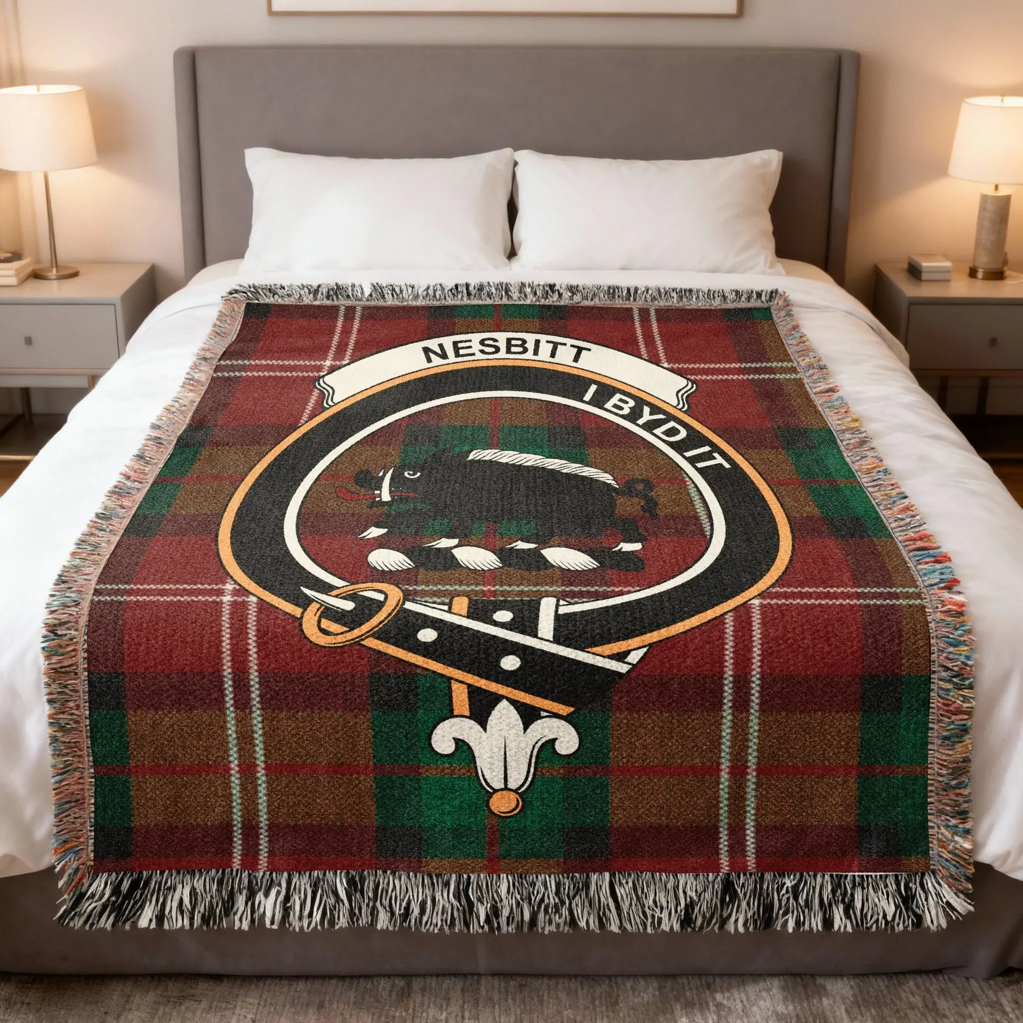 Clan Nesbitt Tartan Blanket Custom Family Crest Throw