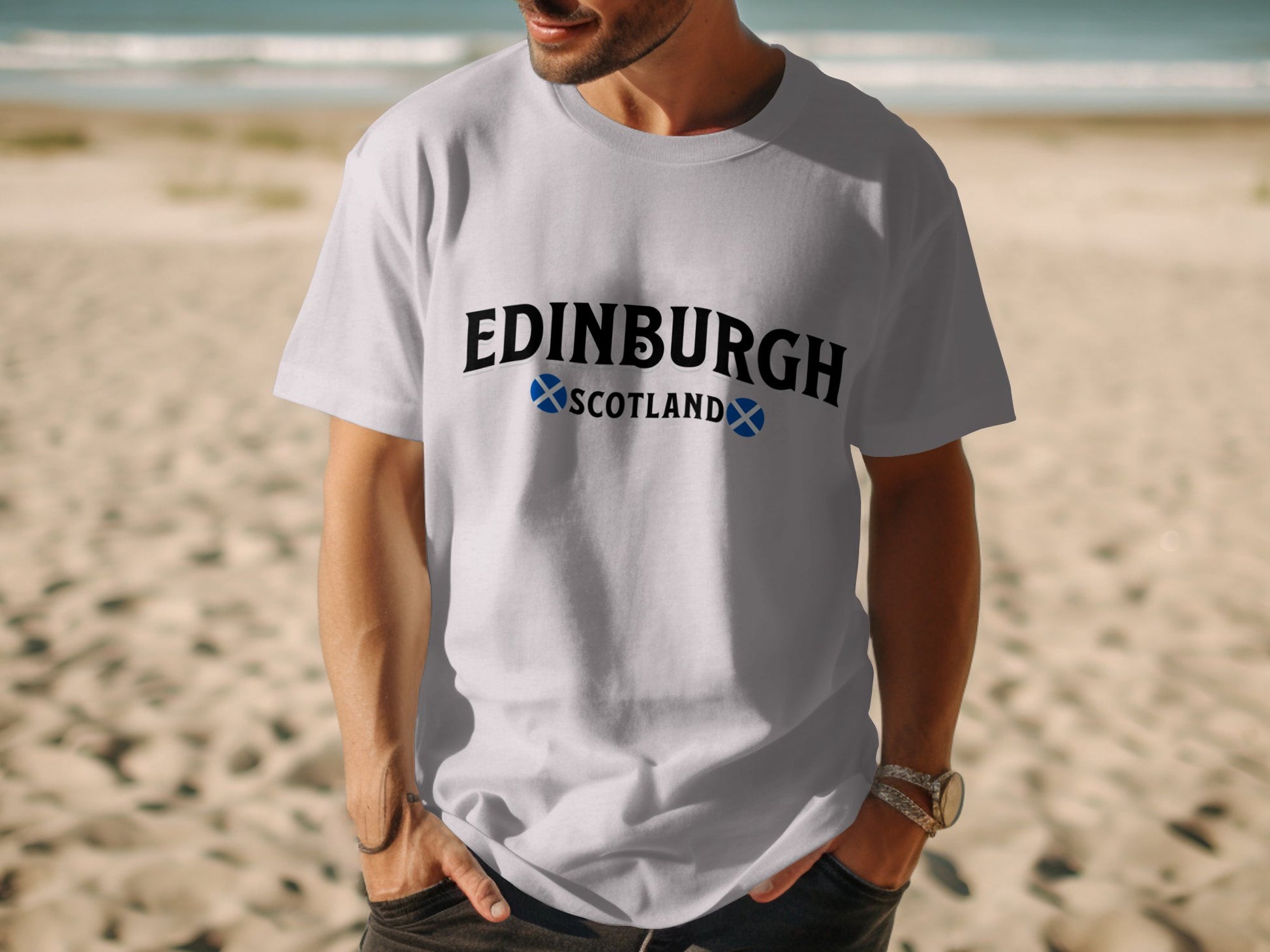 Edinburgh Scotland Flag Graphic Style T-Shirt - Living Stone Gifts