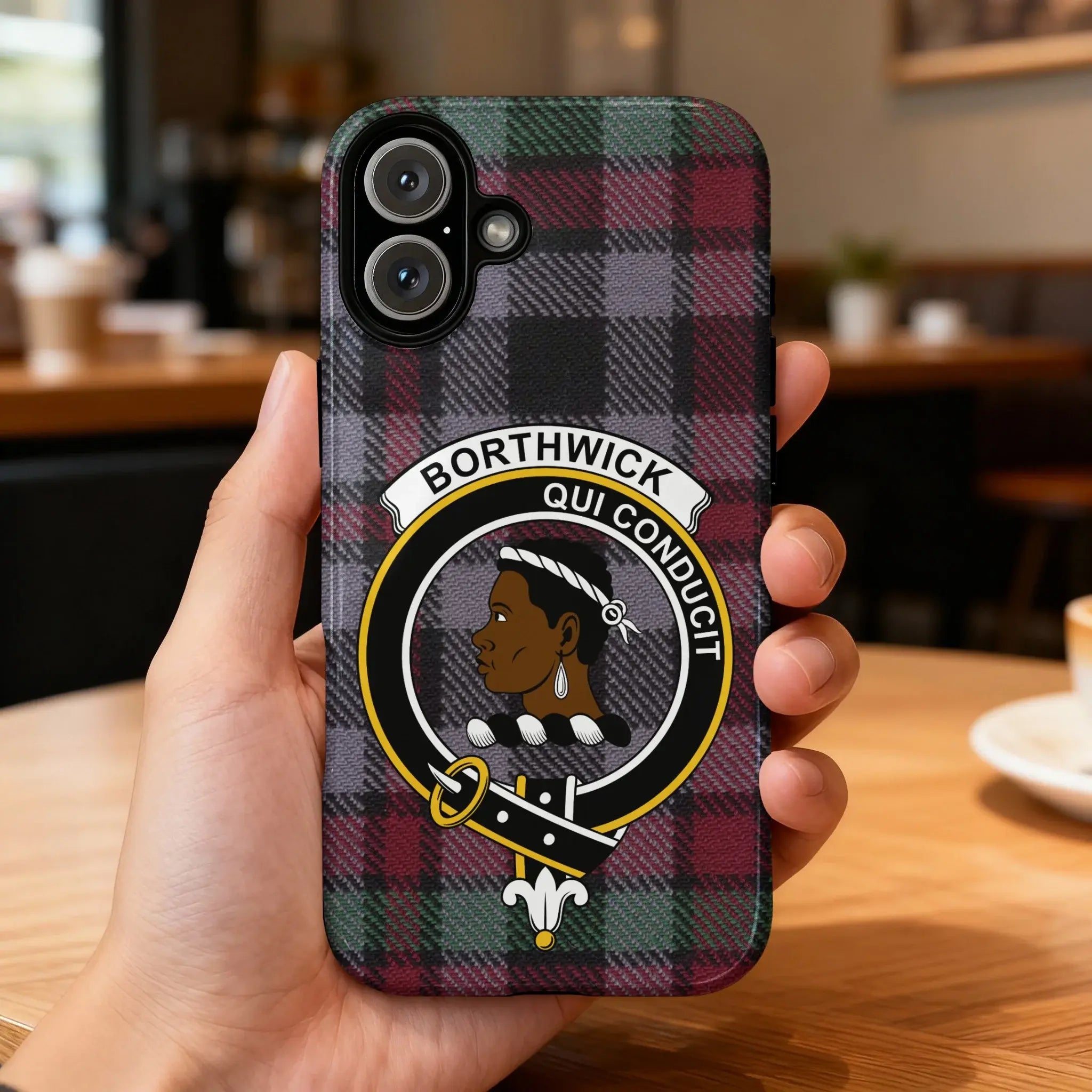 Borthwick Crest Plaid Design Protective Phone Case