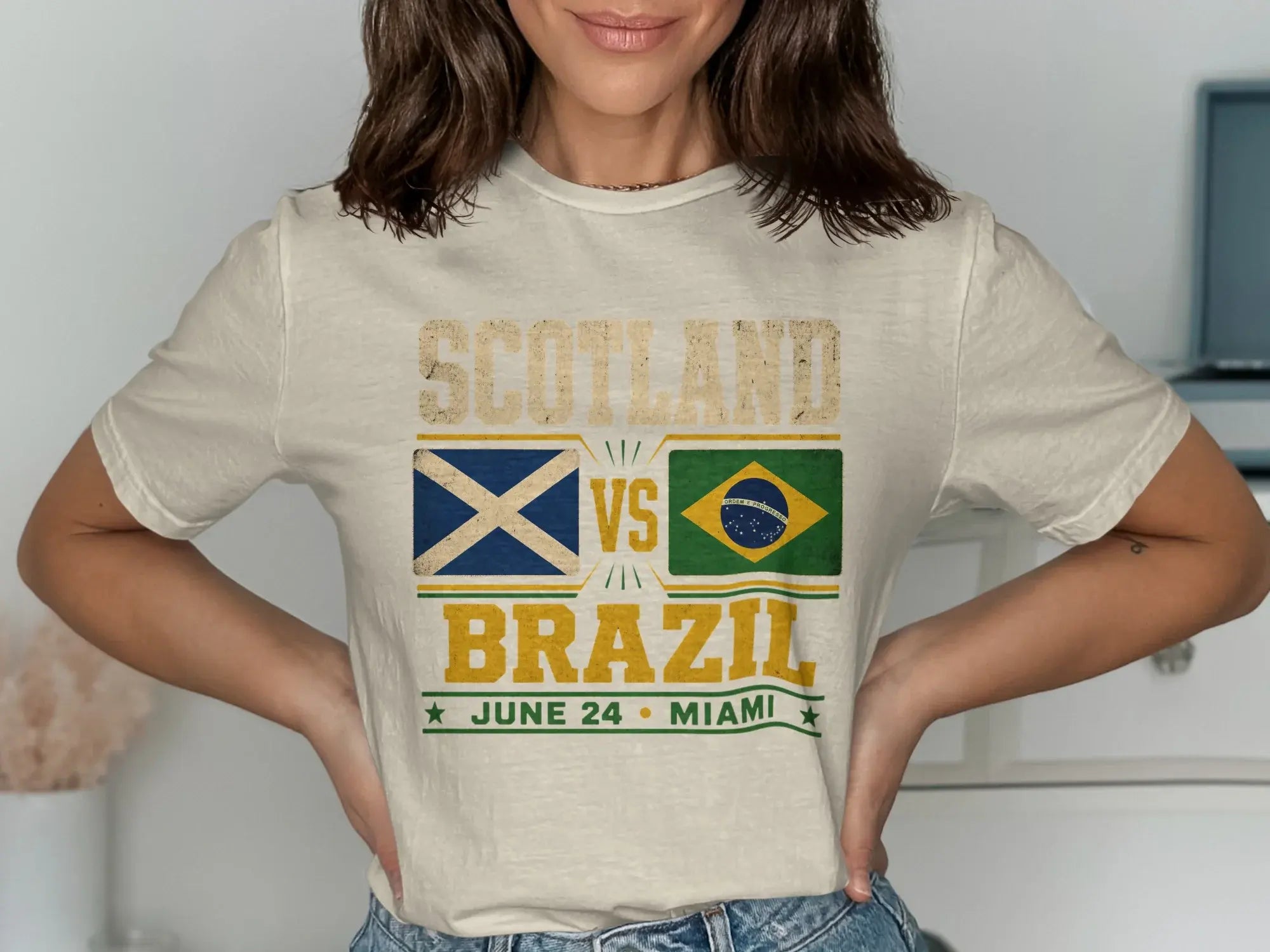Scotland vs Brazil June 24 Miami t-shirt design.