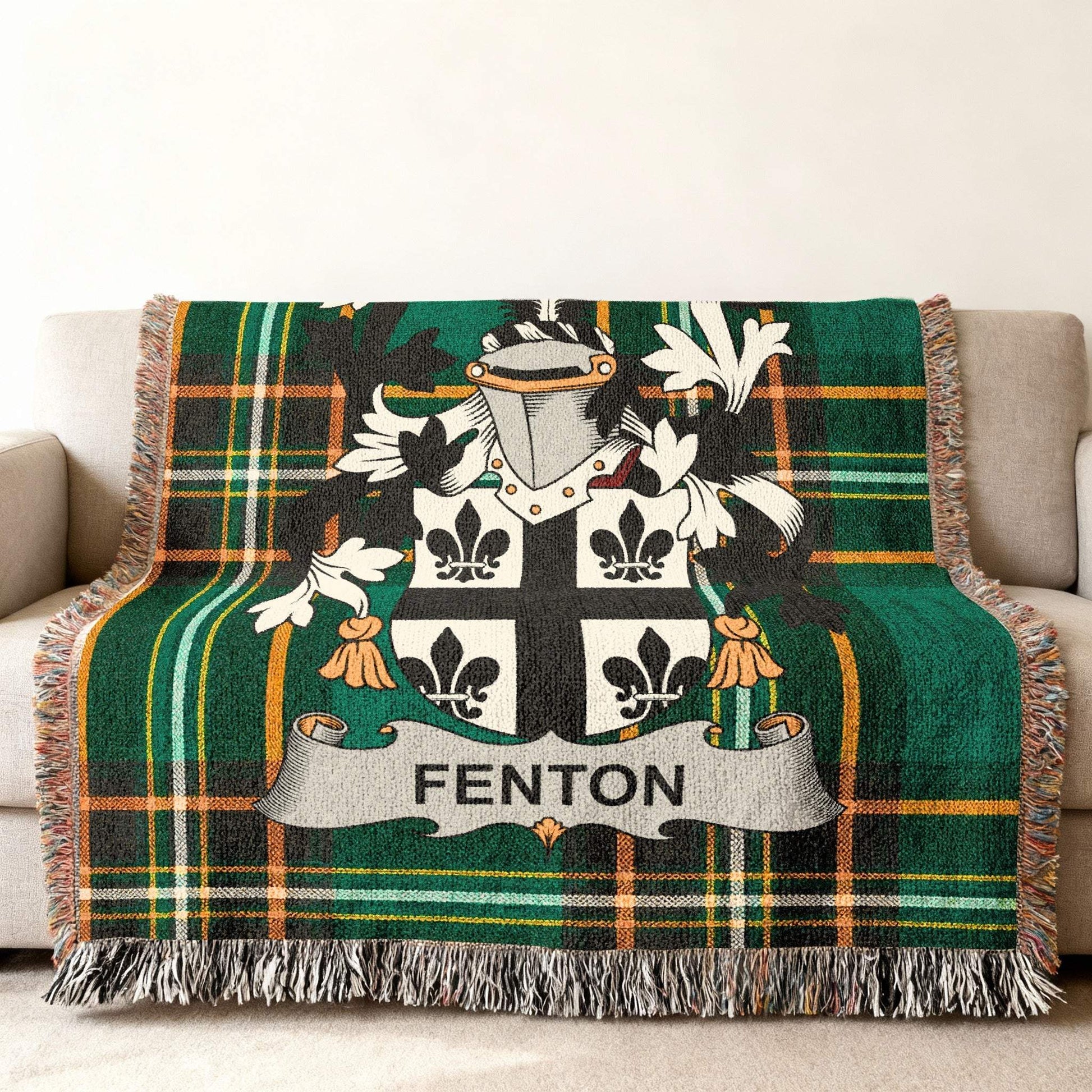 Fenton Family Crest Green Plaid Heraldry Blanket product type
