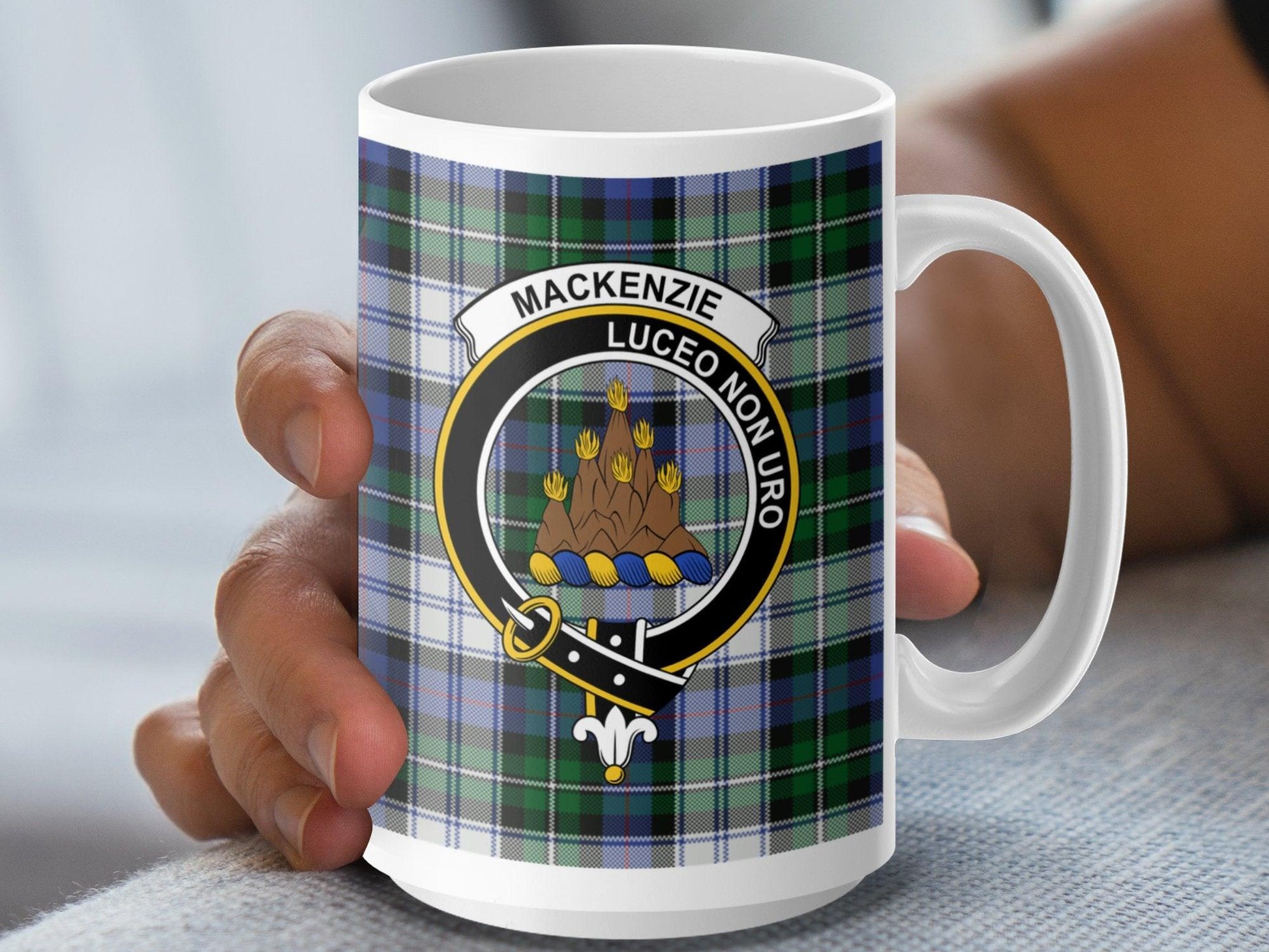 Elegant Mackenzie Crest Clan Tartan Plaid Design Mug - Living Stone Gifts