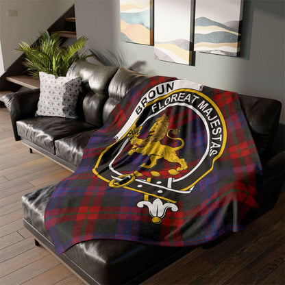 Broun Clan Crest Scottish Tartan Blanket - Celtic Ancestry Gifts