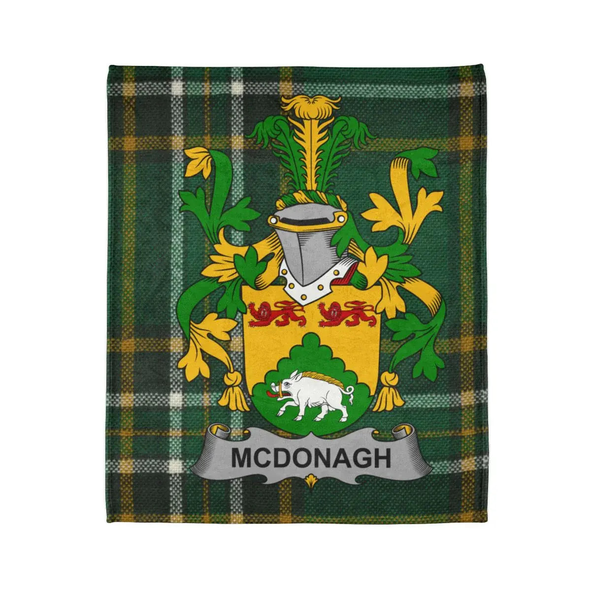 McDonagh Family Crest Green Tartan Blanket product
