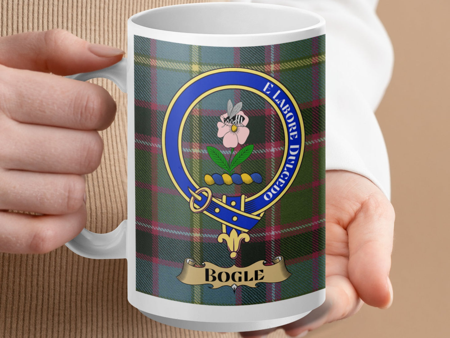 Vibrant Tartan Print with Enchanting Bogle Emblem Mug - Living Stone Gifts