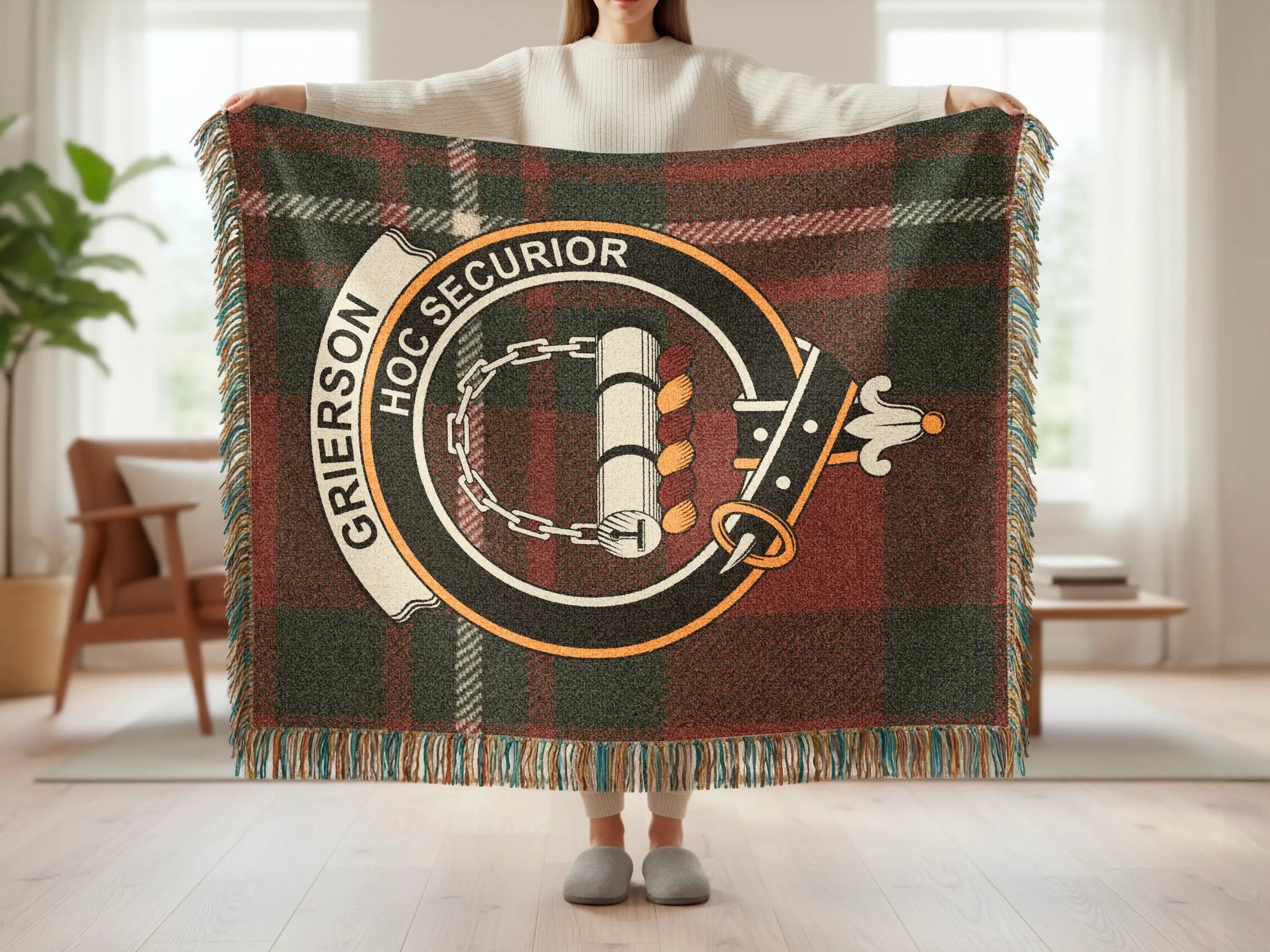Grierson Hoc Securior Emblem Tartan Throw Blanket