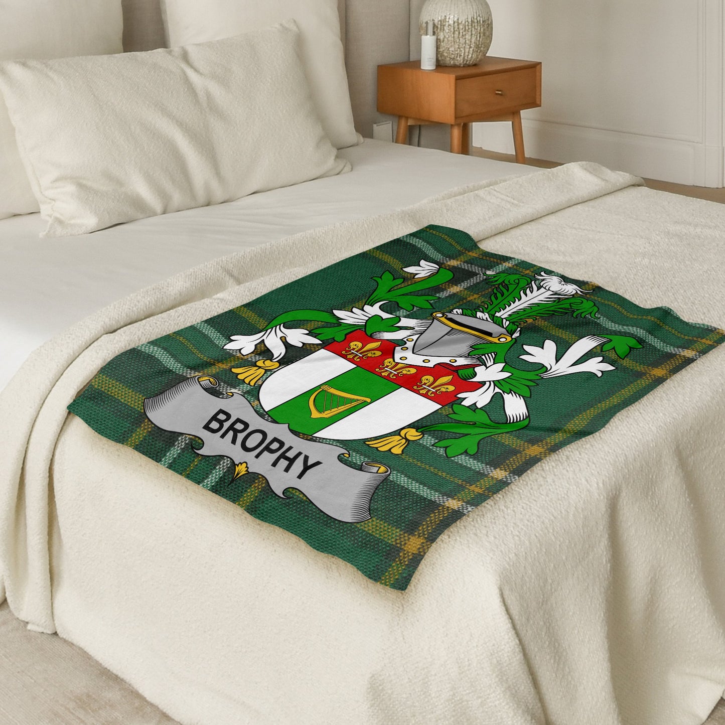 Brophy Surname Irish Tartan Throw Blanket - Living Stone Gifts