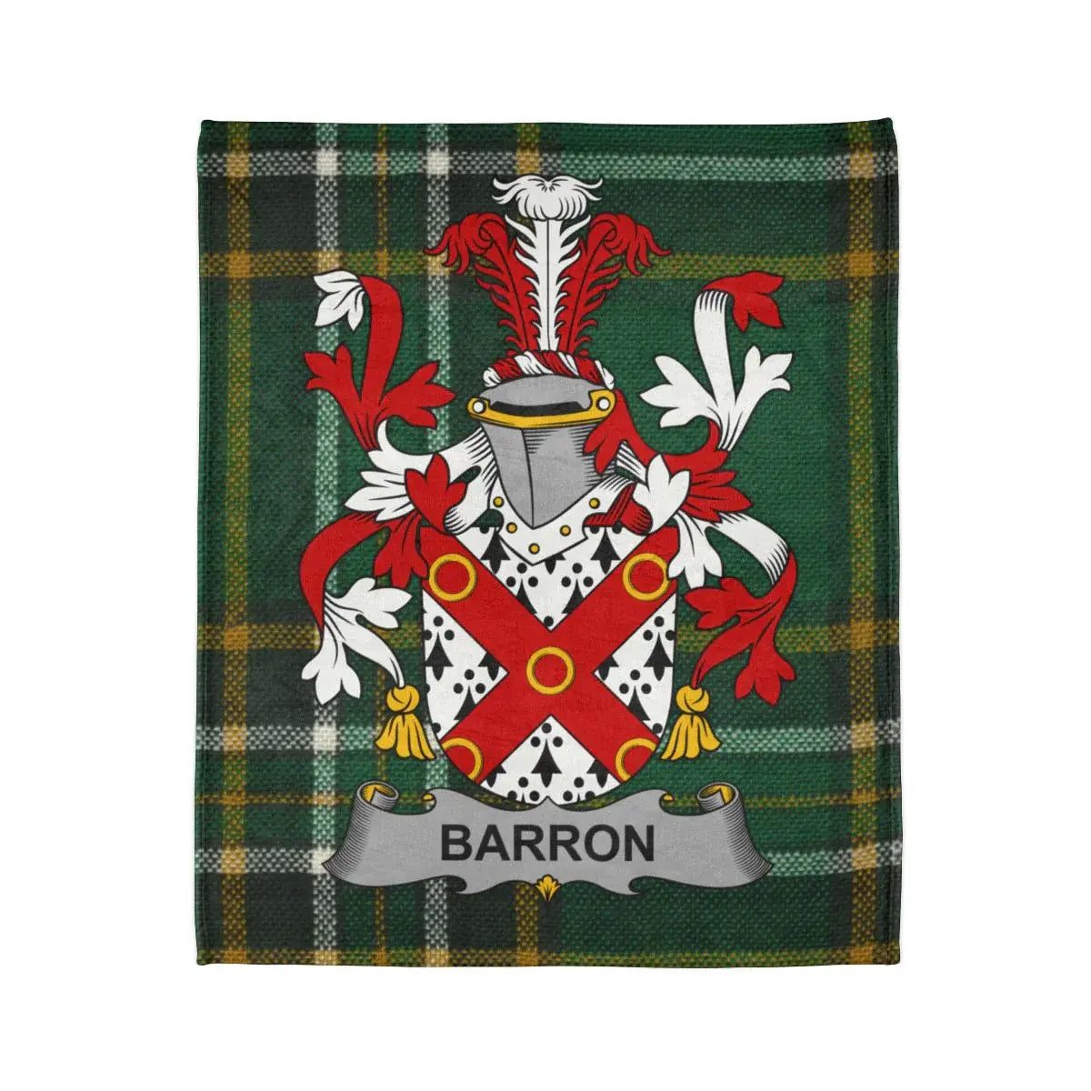 Personalized Barron Family Crest Plaid Pattern Blanket product