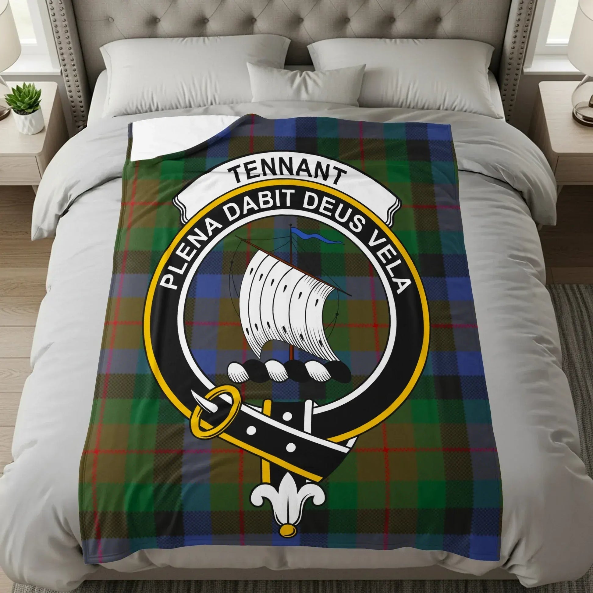 Clan Tennant Crest Tartan Blanket Bedding product