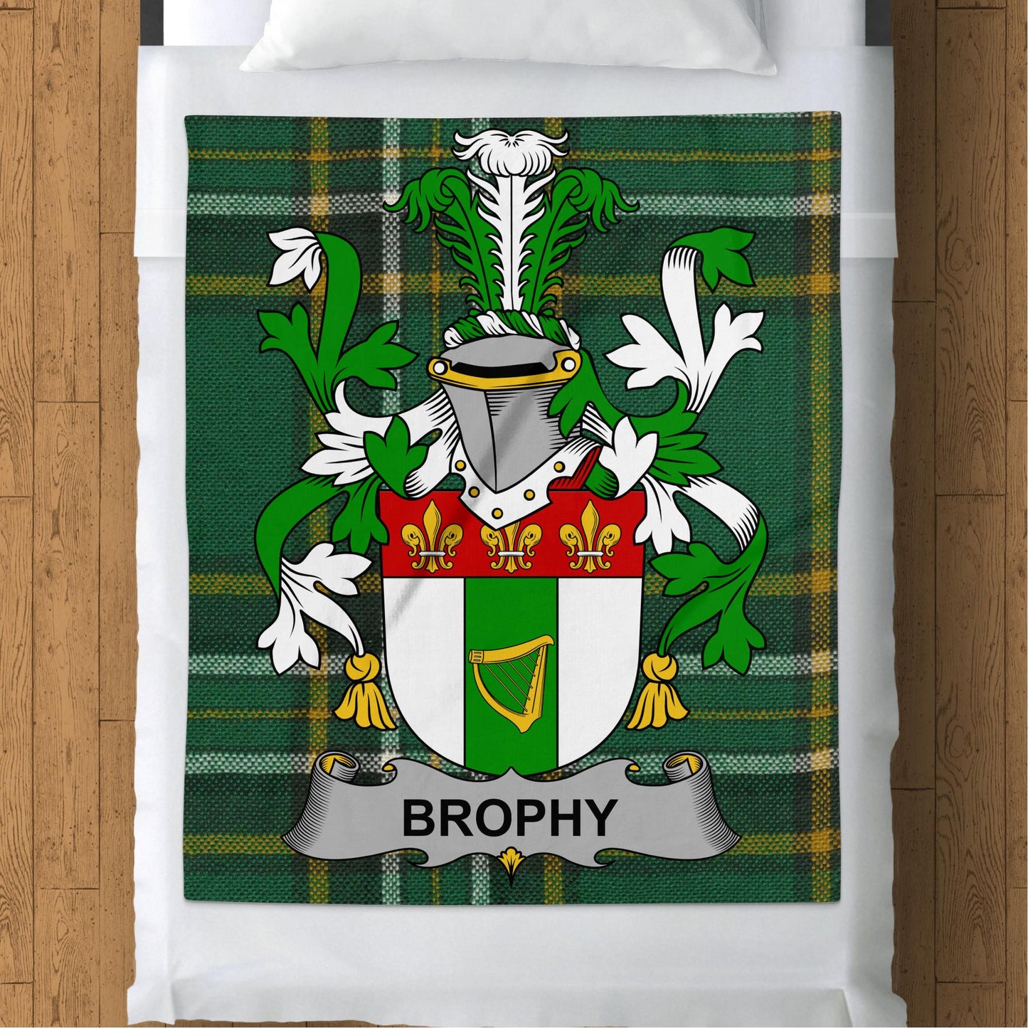 Brophy Surname Irish Tartan Throw Blanket - Living Stone Gifts