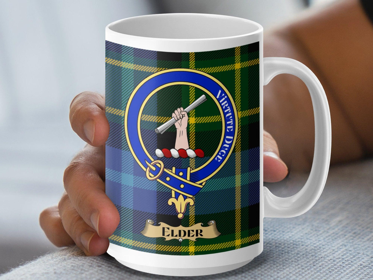 Scottish Clan Elder Crest Plaid Tartan Pattern Mug - Living Stone Gifts