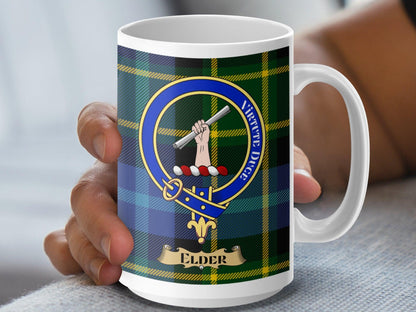 Scottish Clan Elder Crest Plaid Tartan Pattern Mug - Living Stone Gifts