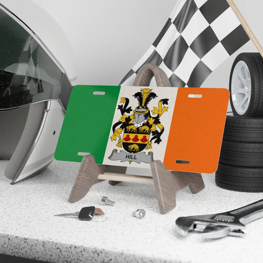 Irish Flag with Hill Coat of Arms on License Plate product