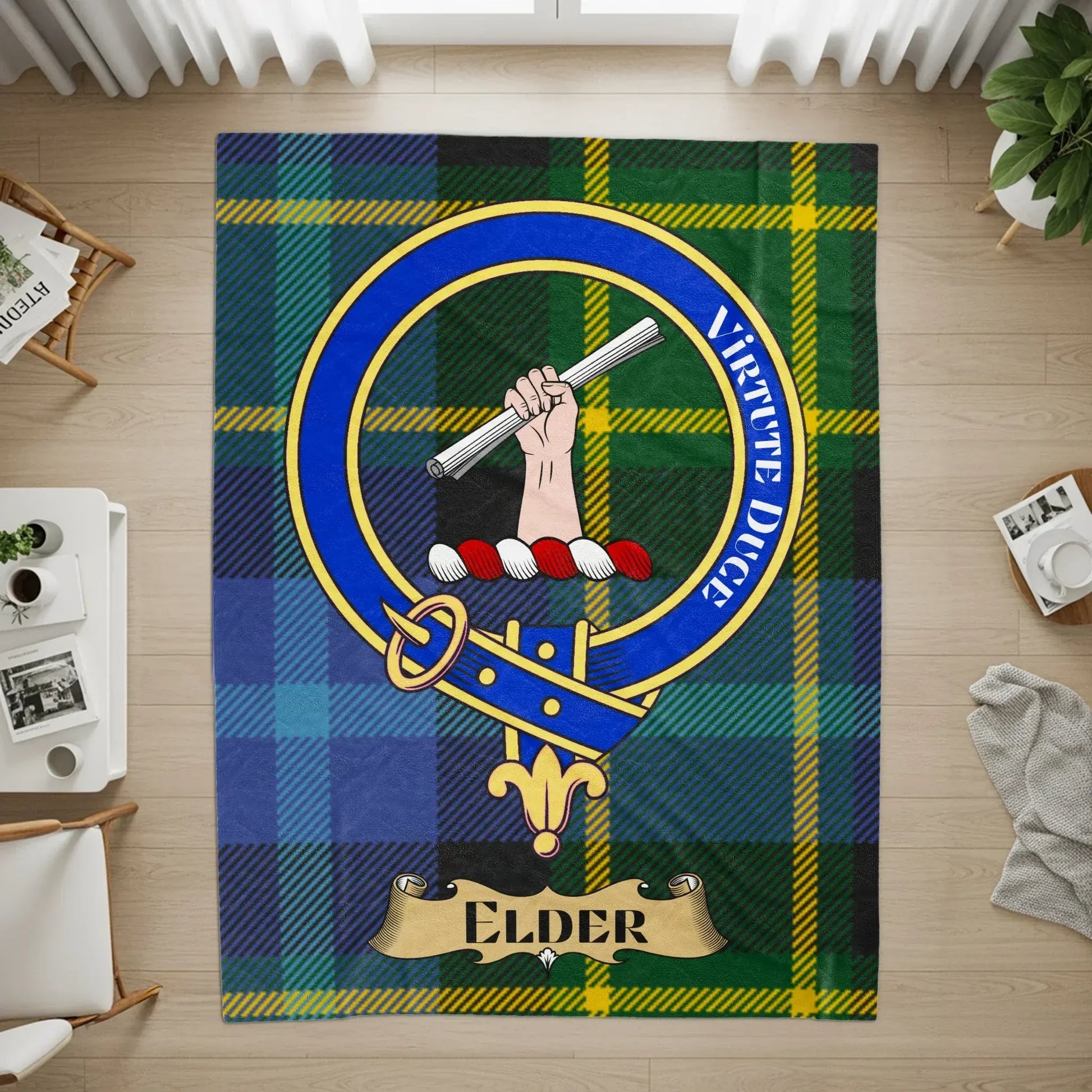 Virtute Duce Elder Blue Green Plaid Rug product