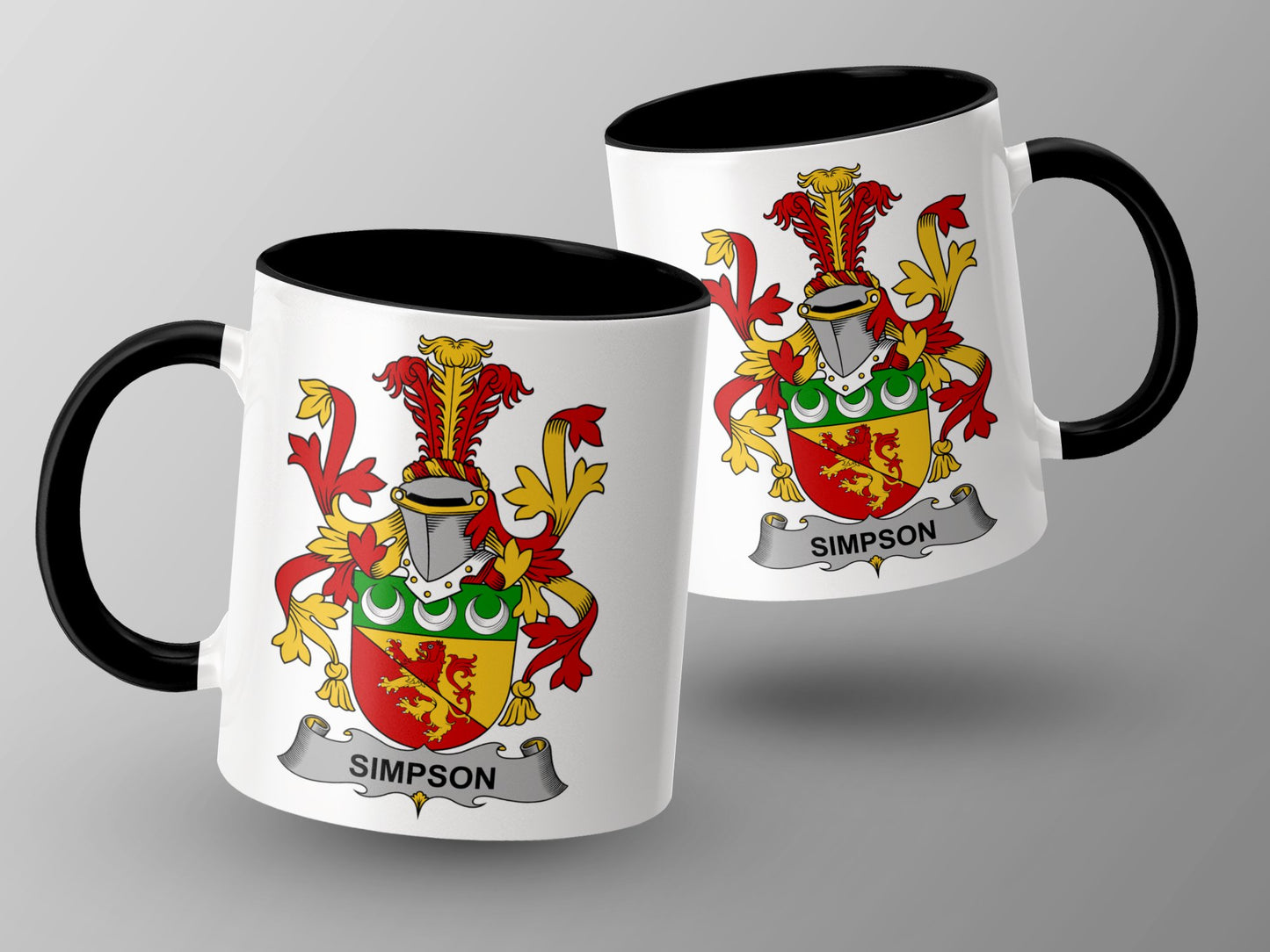 Heraldic Family Crest Simpson Surname Drinking Mug - Living Stone Gifts