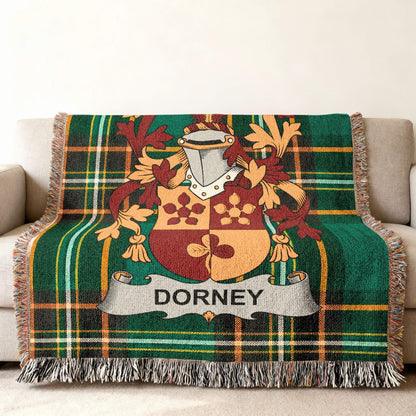 Dorney Coat Arms Green Plaid Throw Blanket product type