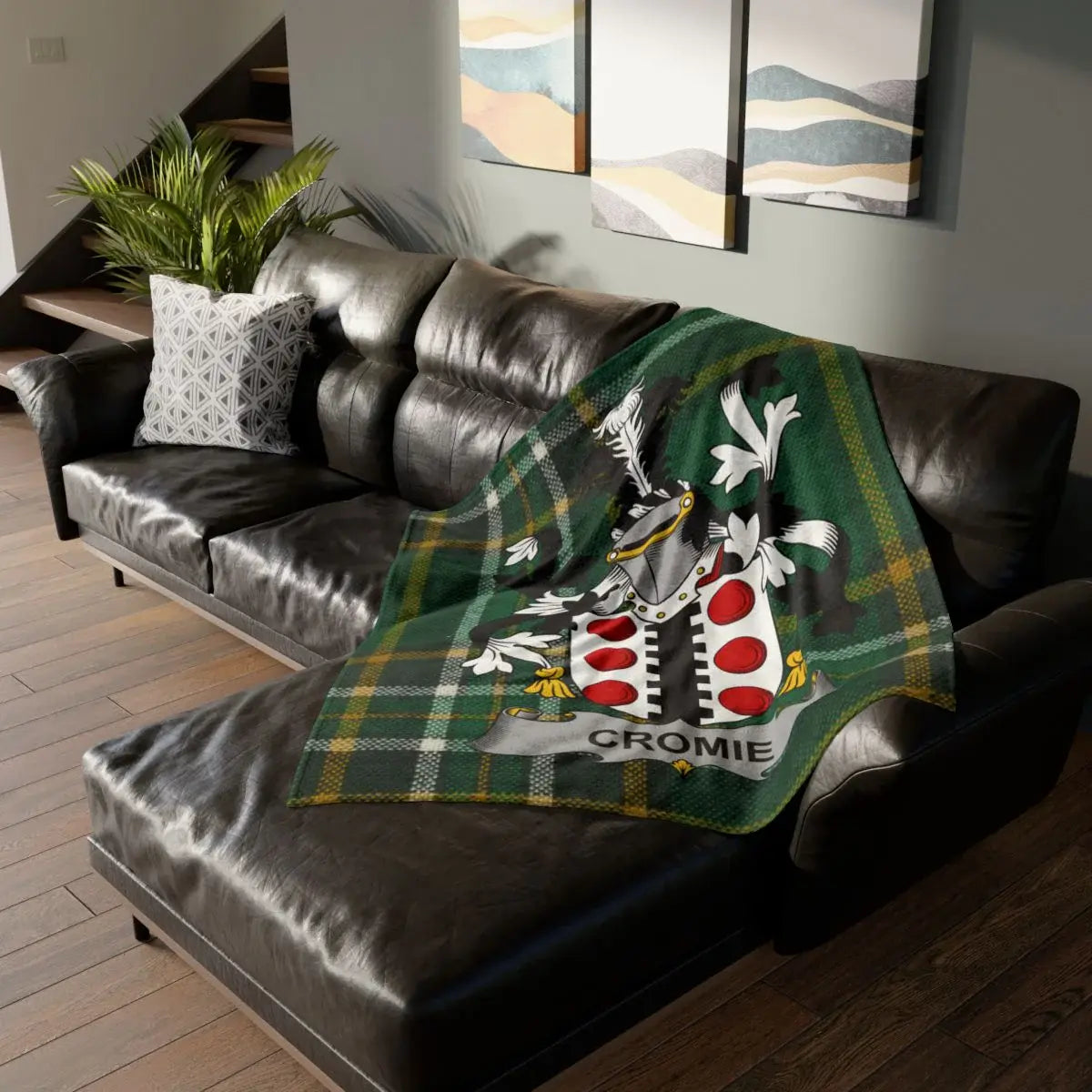 Personalized Green Plaid Custom Crest Blanket product