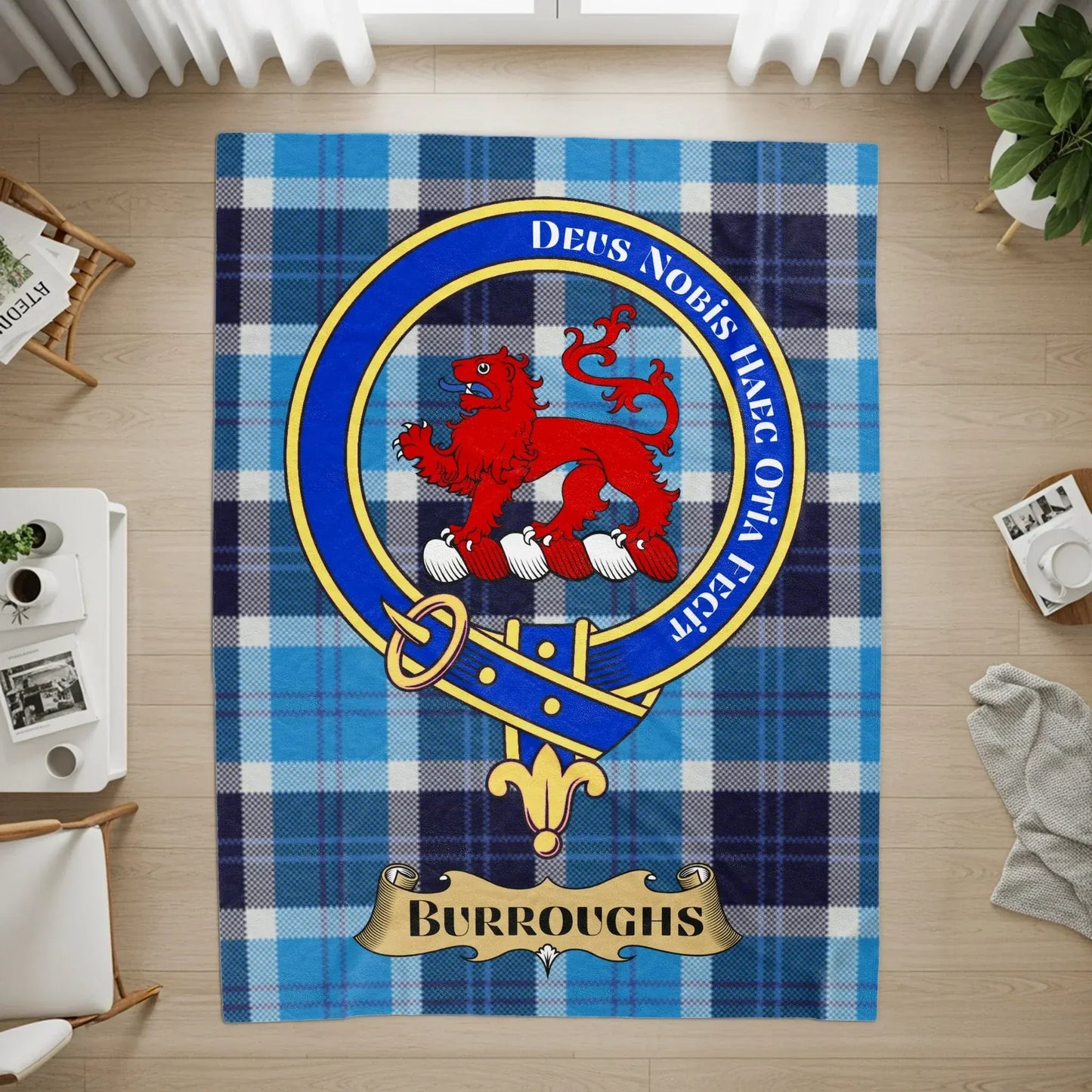 Burroughs Heritage Plaid Emblem Unique Rug product type