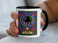 Corbet tartan mug with a coloured accent handle and interior