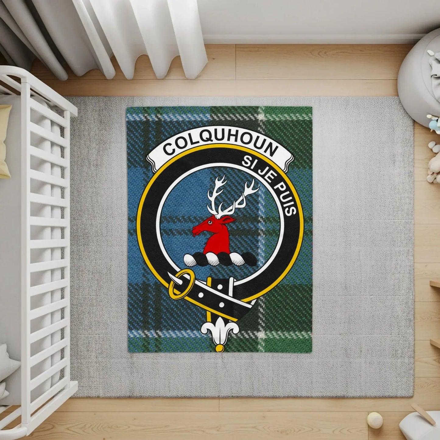 Colquhoun Clan Crest Plaid Design Area Rug product