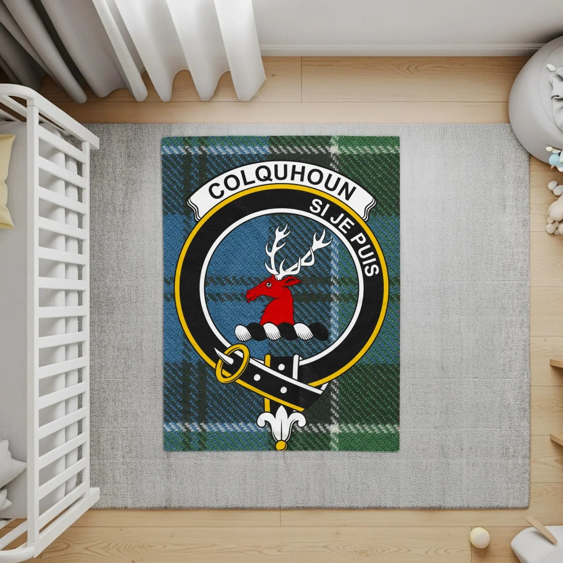 Colquhoun Clan Crest Plaid Design Area Rug product