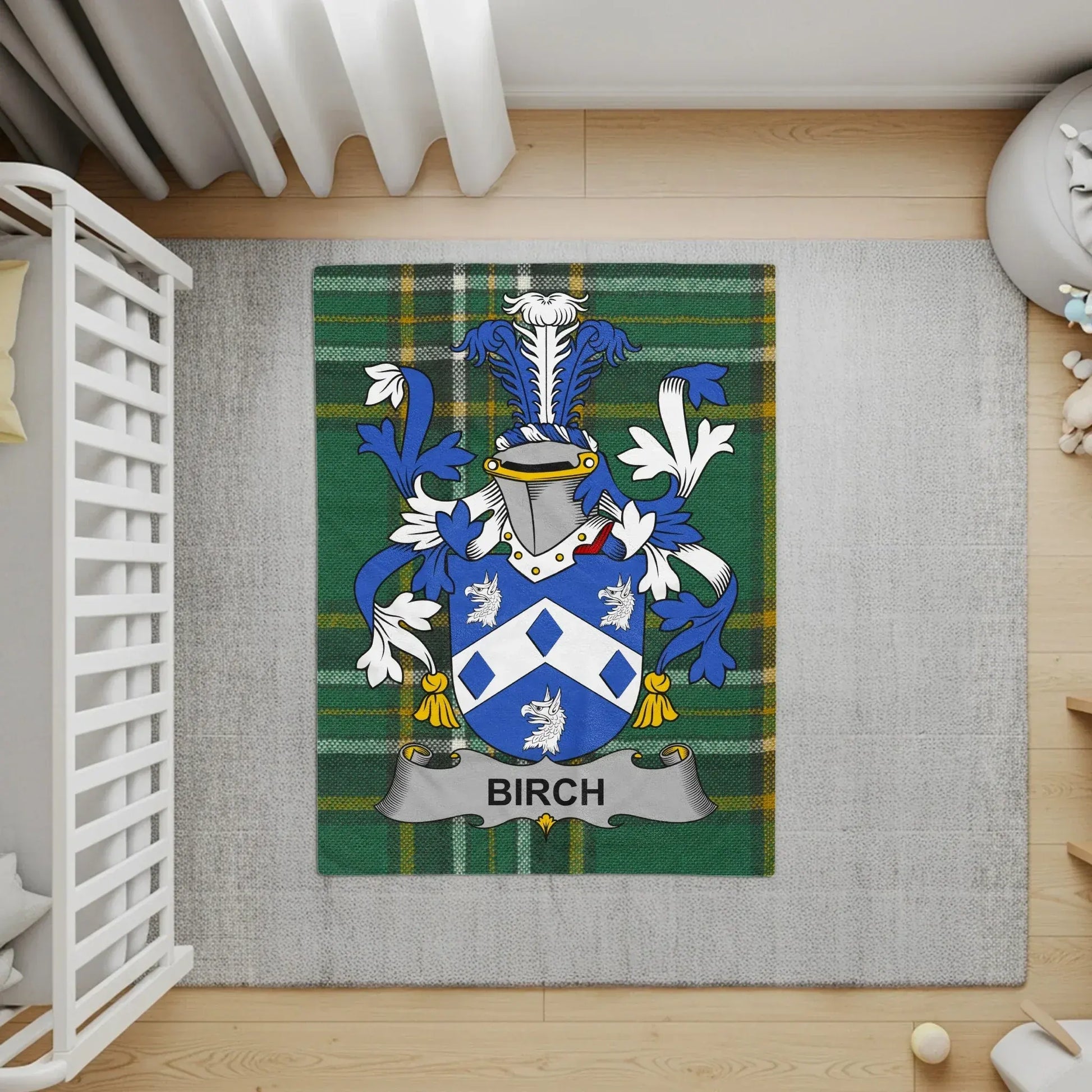 Birch Family Crest and Tartan Design Rug product type