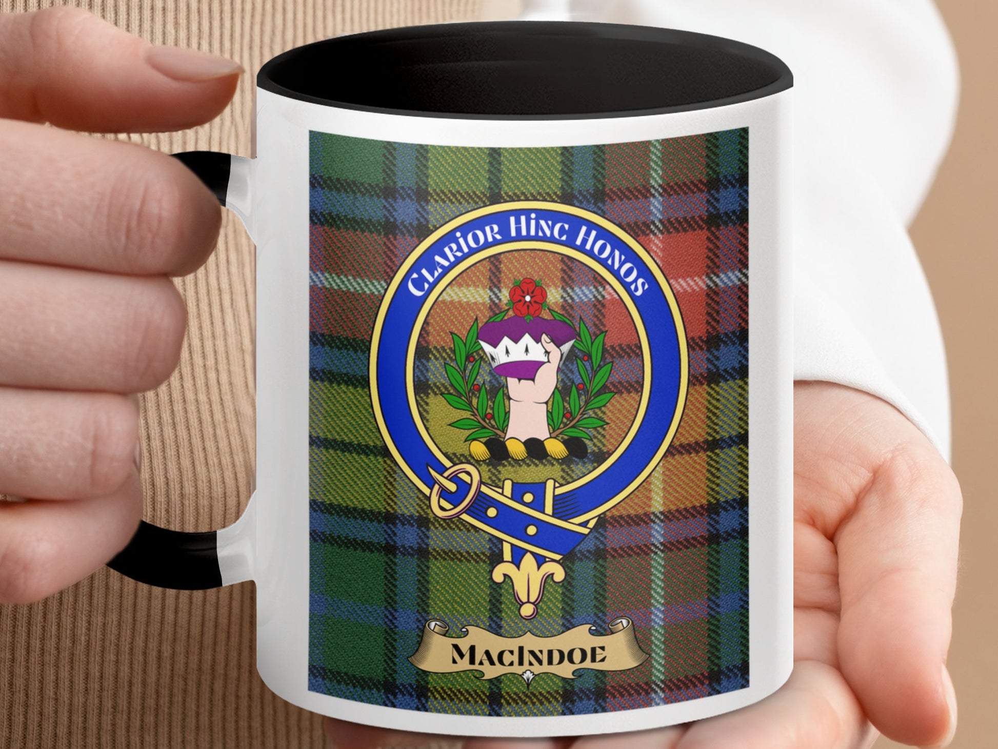 Clan Macindoe Crest Badge Tartan Clan Macindoe Mug - Living Stone Gifts