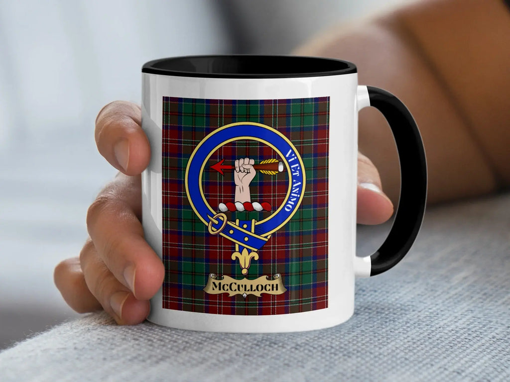 McCulloch tartan mug with a coloured accent handle and interior