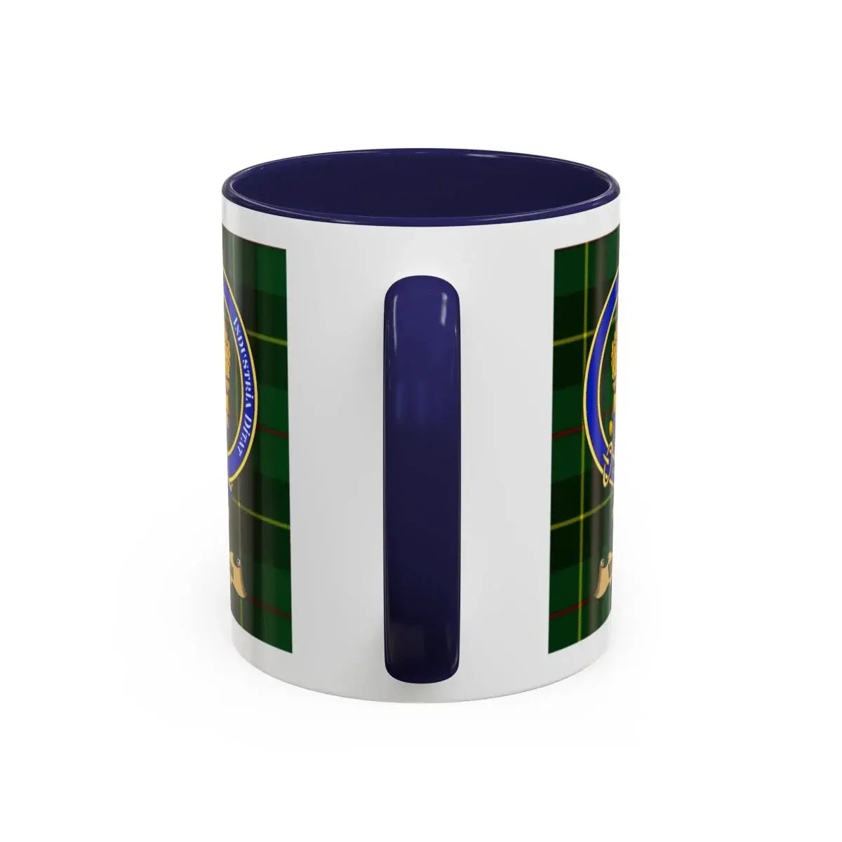 Waugh clan crest mug shown in 11 oz and 15 oz sizes