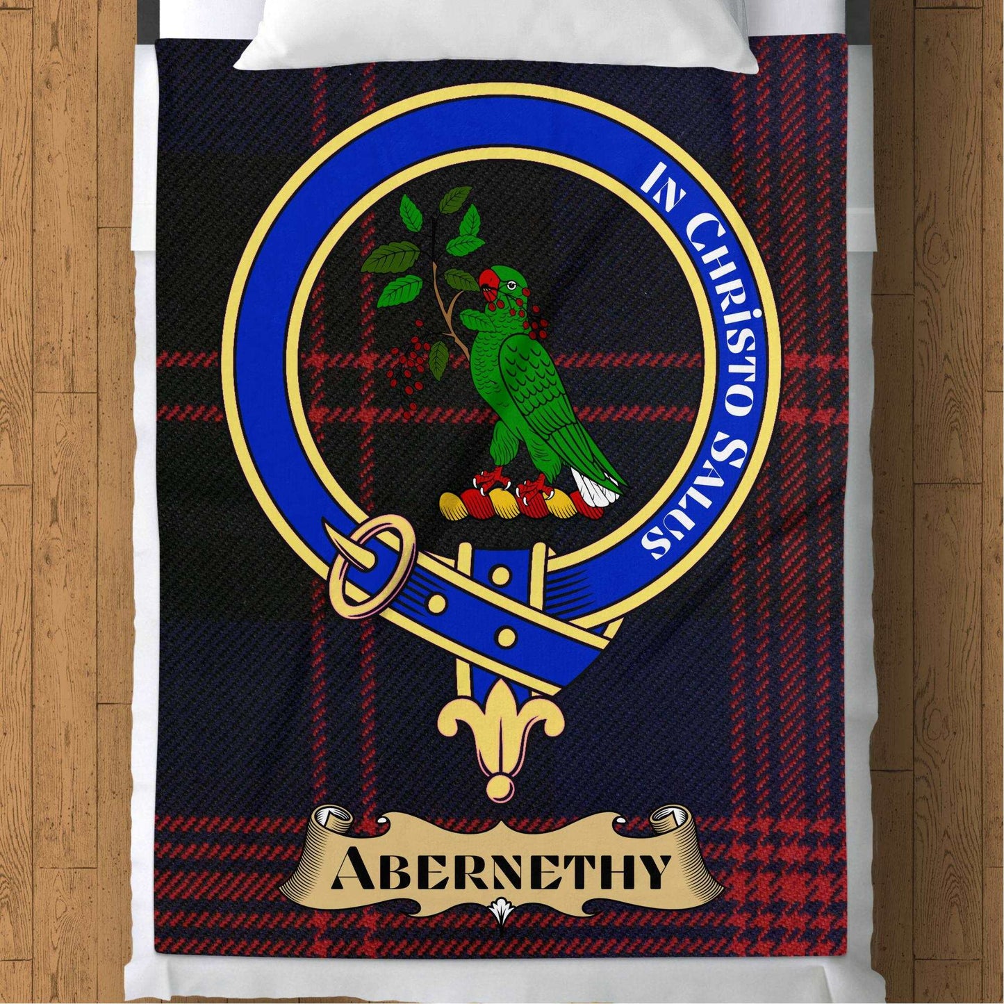 Abernethy Scottish Tartan Crest Throw Blanket - Living Stone Gifts