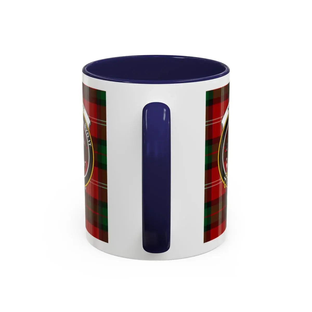 Nesbitt clan crest mug shown in 11 oz and 15 oz sizes