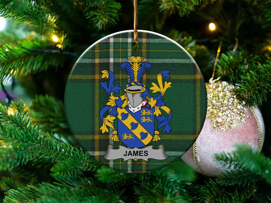 Custom Family Crest Green Plaid Ornament product type