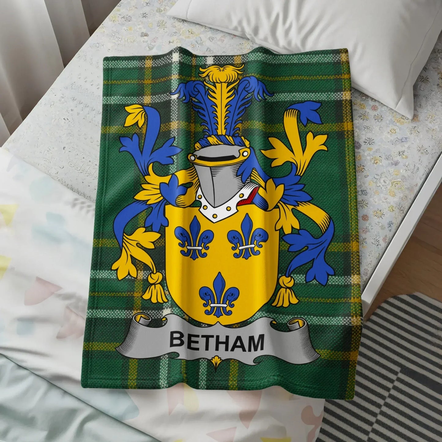 Betham Coat of Arms Tartan Personalised Blanket product