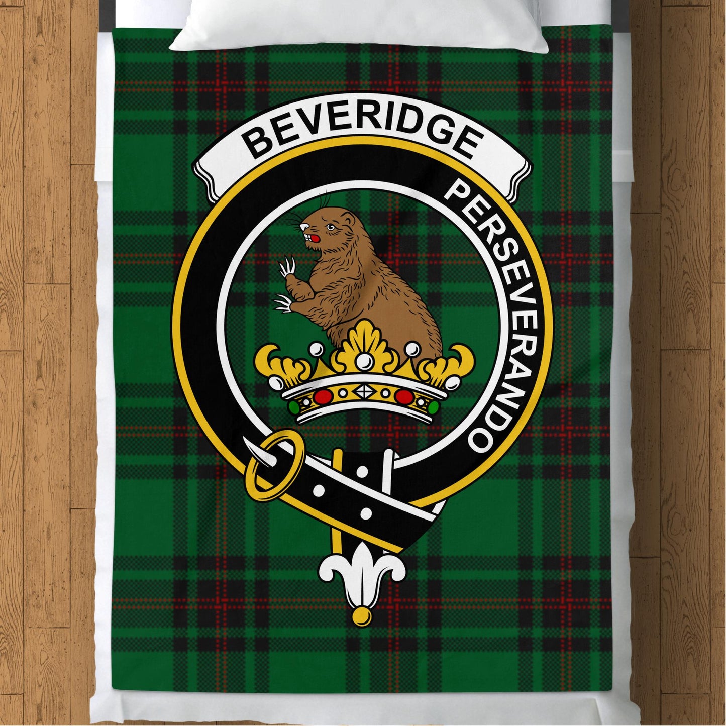 Beveridge Crest Perseverando Tartan Throw Blanket - Living Stone Gifts