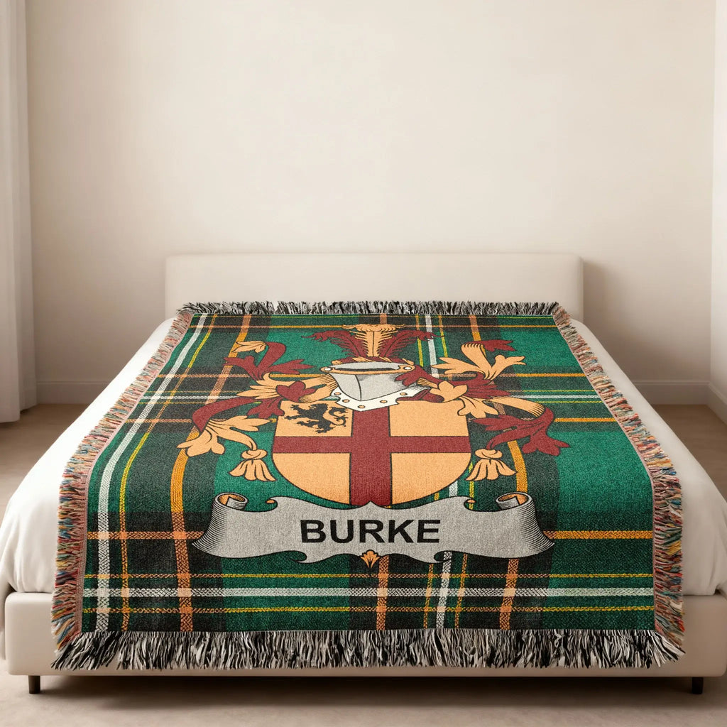 Burke Family Crest Tartan Plaid Throw Blanket product type