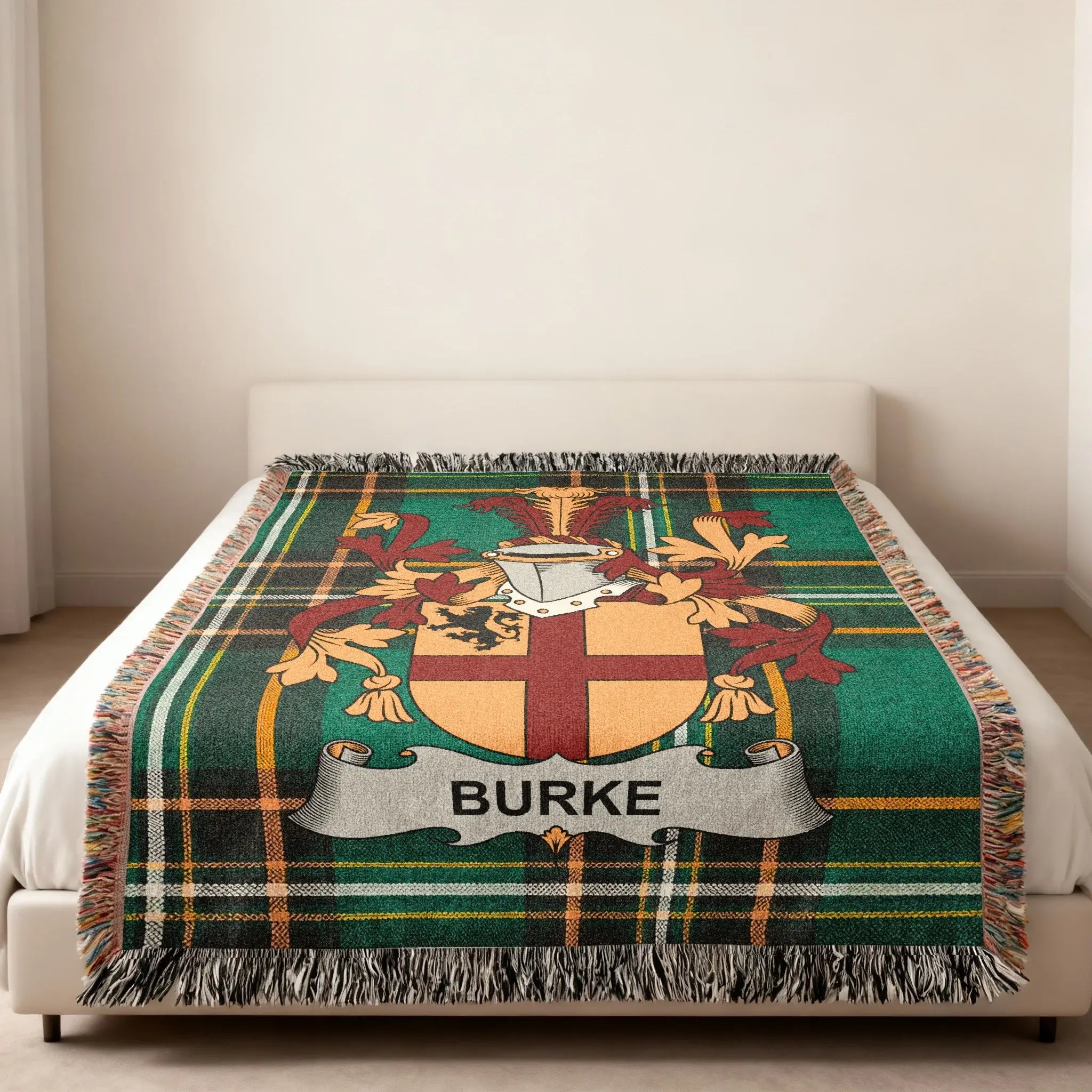 Burke Family Crest Tartan Plaid Throw Blanket product type