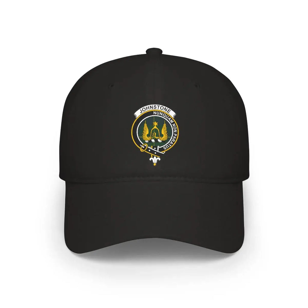 Johnstone clan crest tartan cap — 100% cotton with Nunquam Non Paratus heraldic design