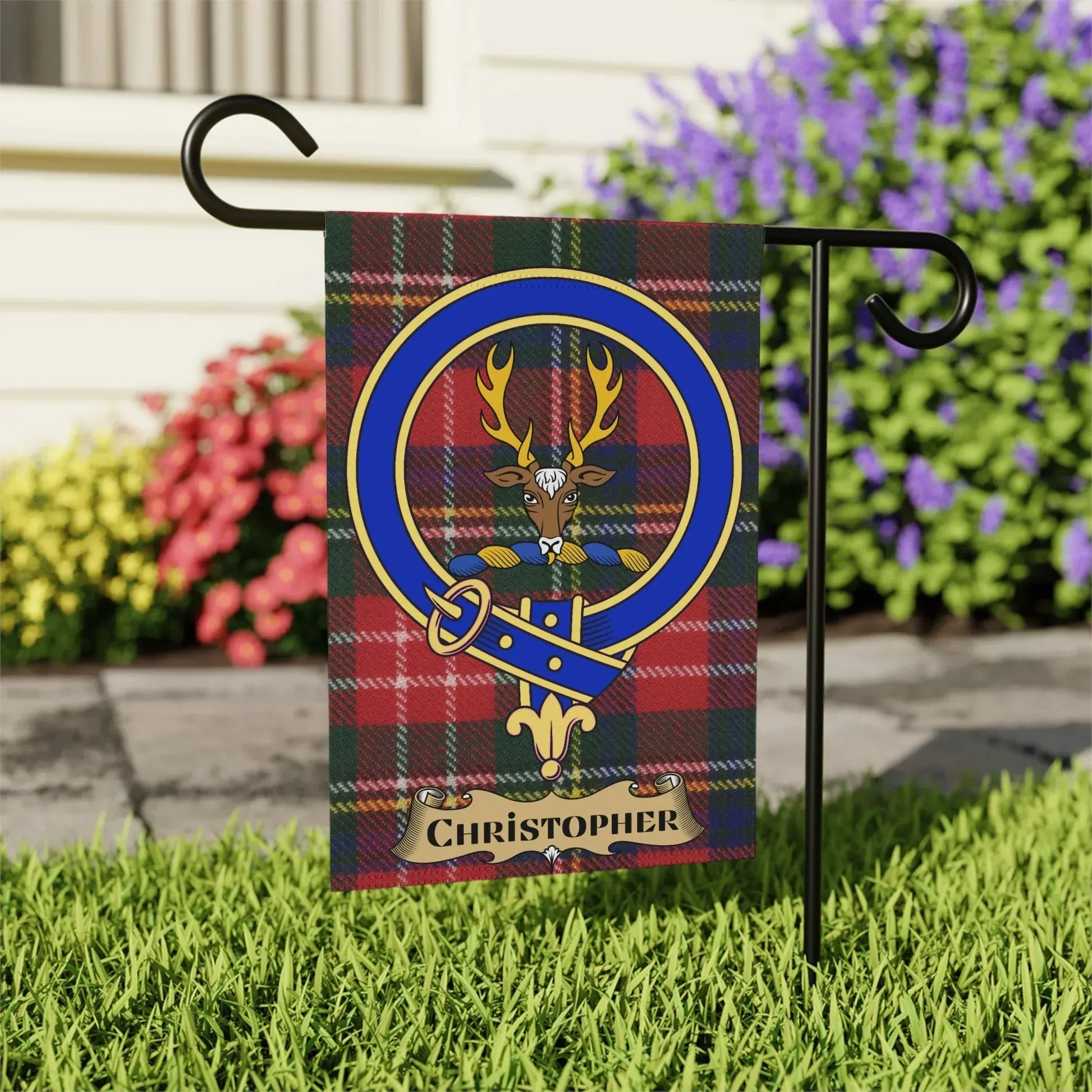 Personalized Deer Clan Tartan Garden Flag product