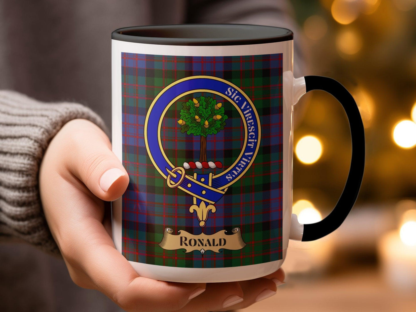 Ronald Scottish Clan Crest Tartan Pattern Mug - Living Stone Gifts