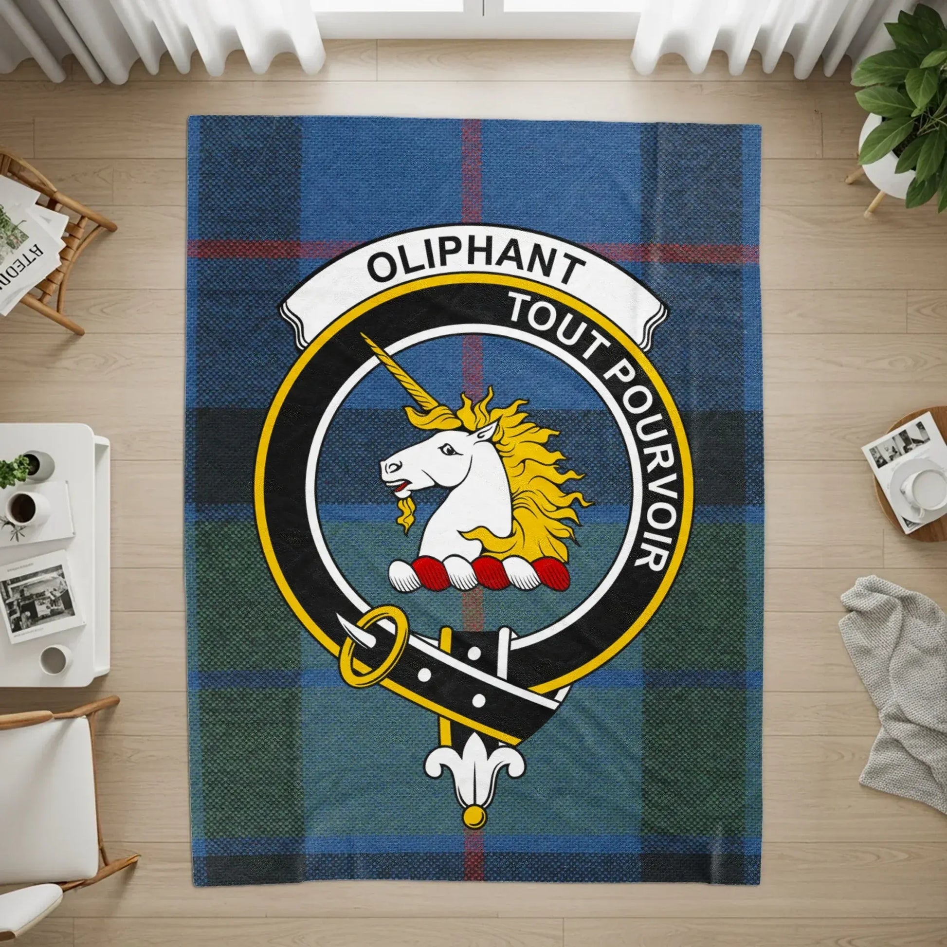 Oliphant Tout Pouvoir Tartan Crest Blanket product