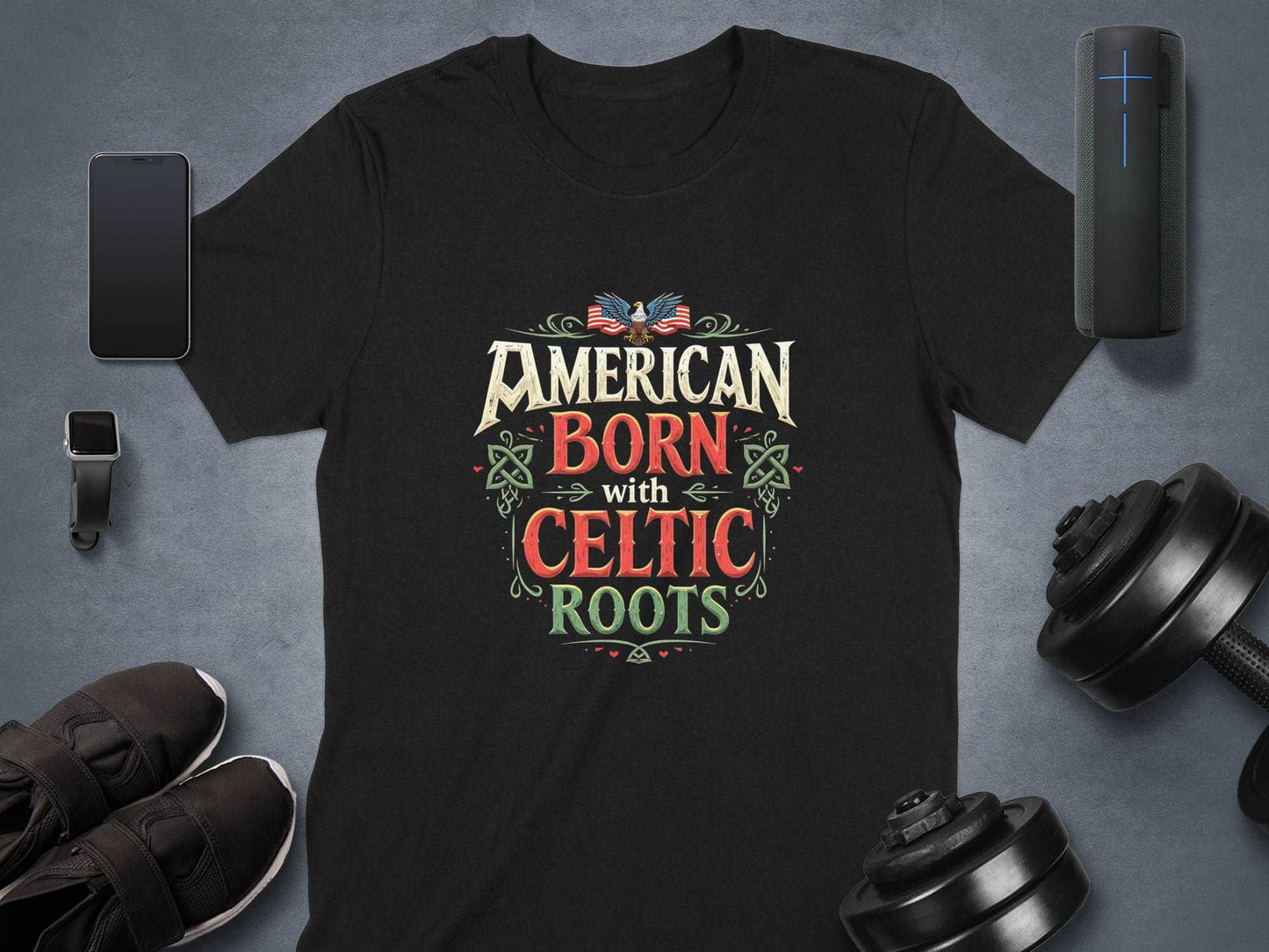 American Born with Celtic Roots Classic Graphic T-Shirt - Living Stone Gifts