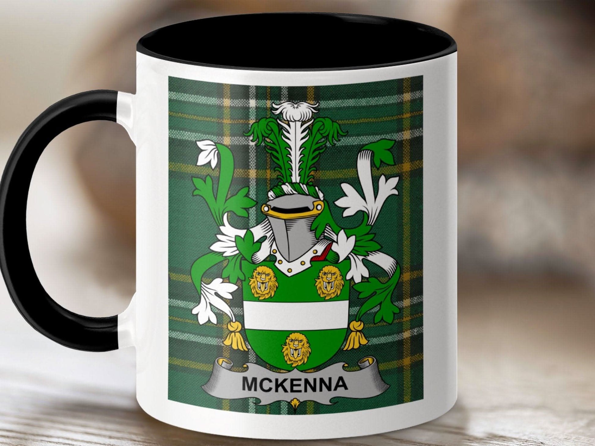 McKenna Surname Family Crest Irish Tartan Mug - Celtic Ancestry Gifts