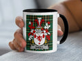 Sheill Irish family crest black accent mug on Irish National Tartan