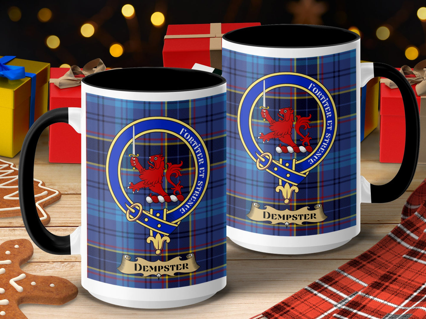 Dempster Scottish Clan Tartan Crest Mug - Living Stone Gifts