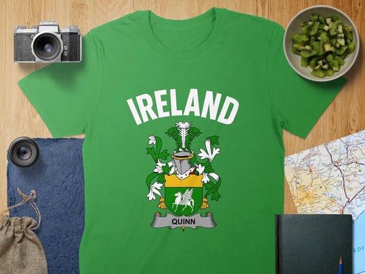 Ireland Family Crest with Quinn Name T-Shirt